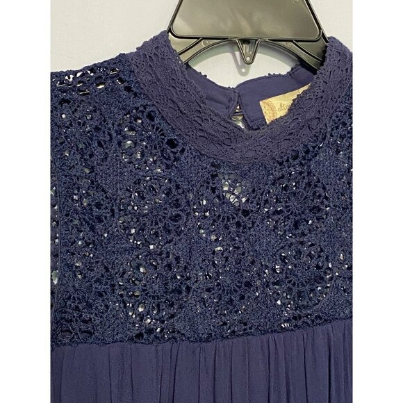 Alter'd State Navy Swing Dress with Crocheted Neckline and Hem Size Medium - Picture 3 of 10